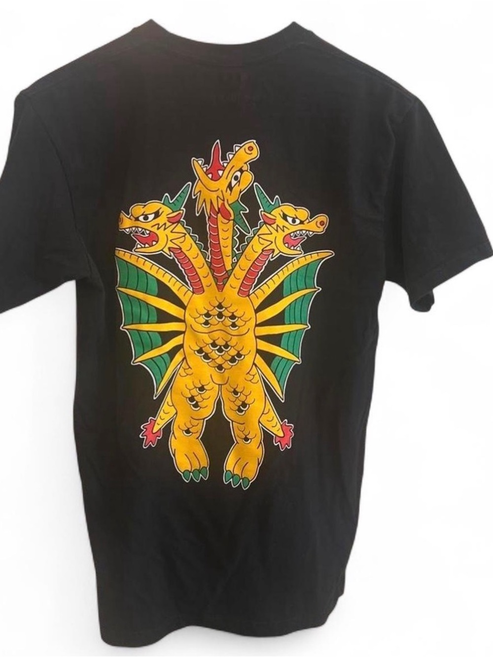 Kiko Black Tee with Yellow Three-Headed Dragon Graphic